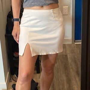 Express Y2K vintage mini skirt white side thigh slit small